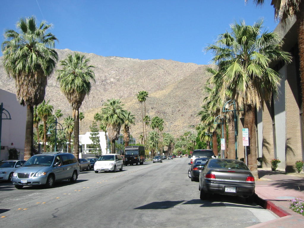 Downtown Palm Springs looking towards the Mountains